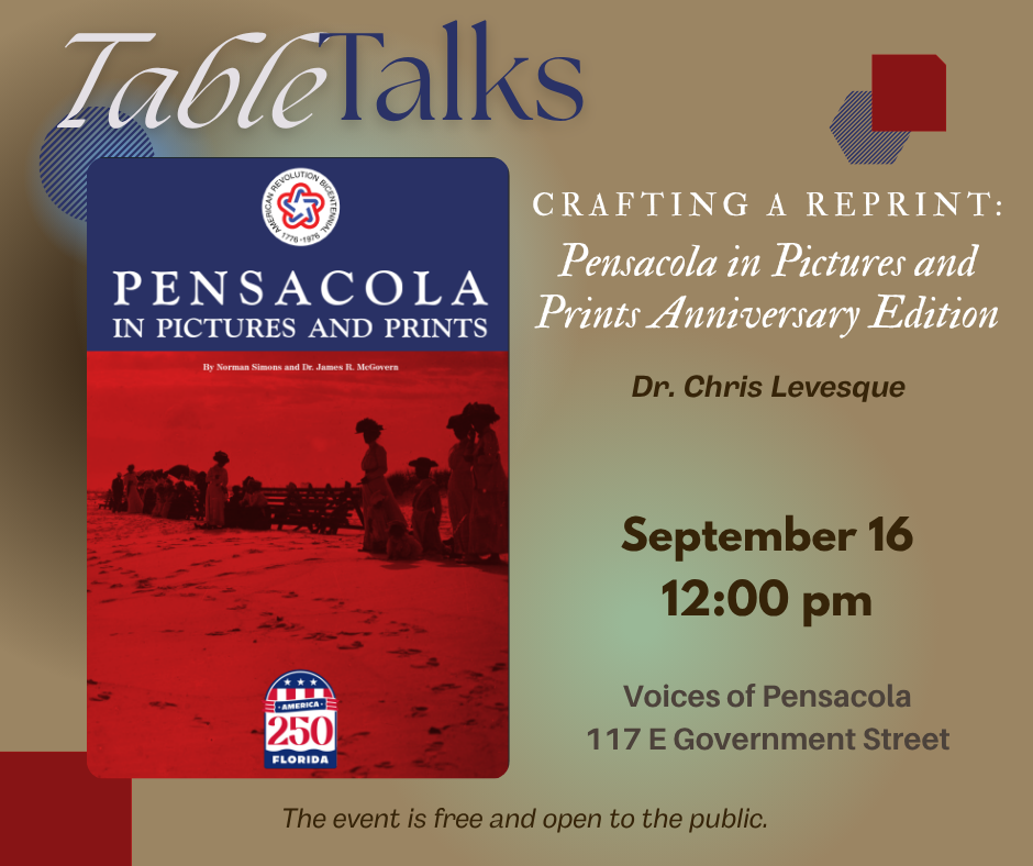Announcement for Table Talks at the Trust with text and book cover