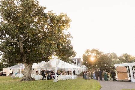 Tented wedding reception in the Barkley House Gardens